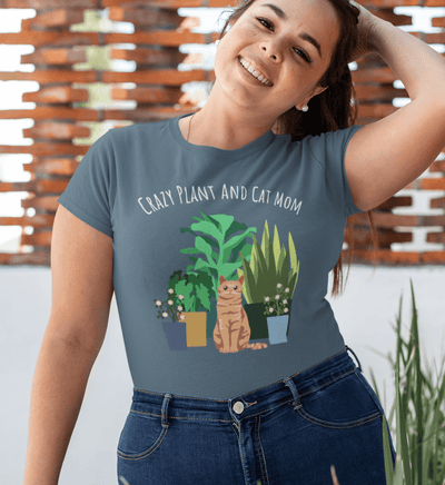 Crazy Plant and Cat Mom  - Damen Premium Bio Shirt - GARTENFAN
